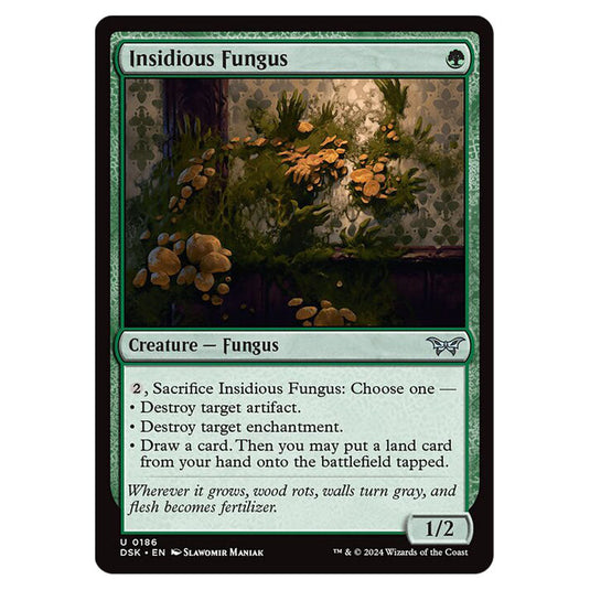 Insidious Fungus 0186 card from the Magic The Gathering set Duskmourn: House of Horror