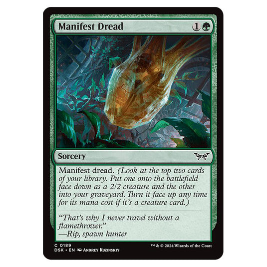 Manifest Dread 0189 card from the Magic The Gathering set Duskmourn: House of Horror