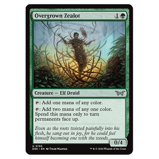 Overgrown Zealot 0193 card from the Magic The Gathering set Duskmourn: House of Horror