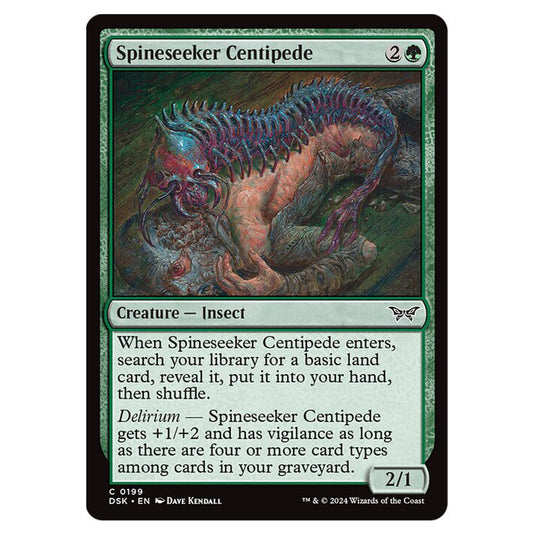 Spineseeker Centipede 0199 card from the Magic The Gathering set Duskmourn: House of Horror