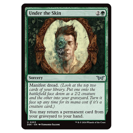 Under the Skin 0203 card from the Magic The Gathering set Duskmourn: House of Horror