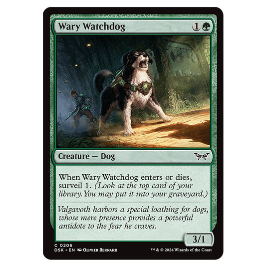 Wary Watchdog 0206 card from the Magic The Gathering set Duskmourn: House of Horror