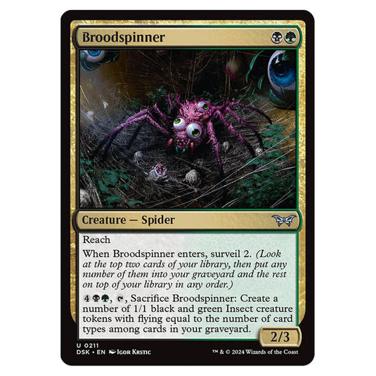 Broodspinner 0211 card from the Magic The Gathering set Duskmourn: House of Horror