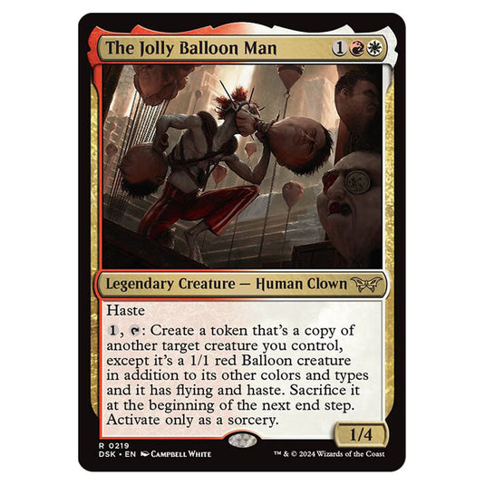 The Jolly Balloon Man 0219 card from the Magic The Gathering set Duskmourn: House of Horror