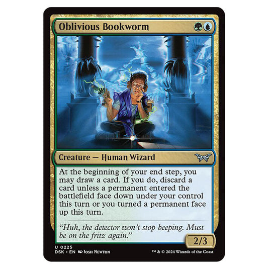 Oblivious Bookworm 0225 card from the Magic The Gathering set Duskmourn: House of Horror