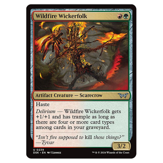 Wildfire Wickerfolk 0239 card from the Magic The Gathering set Duskmourn: House of Horror