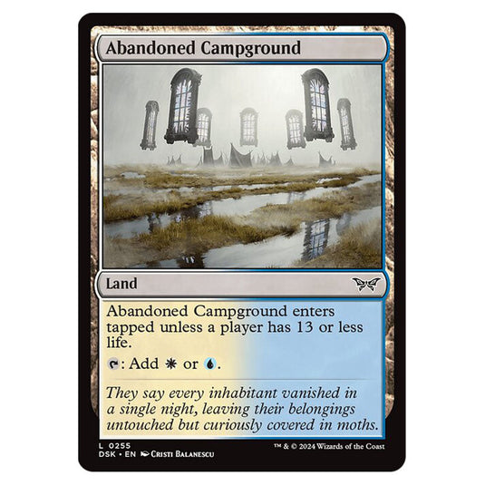 Abandoned Campground 0255 card from the Magic The Gathering set Duskmourn: House of Horror