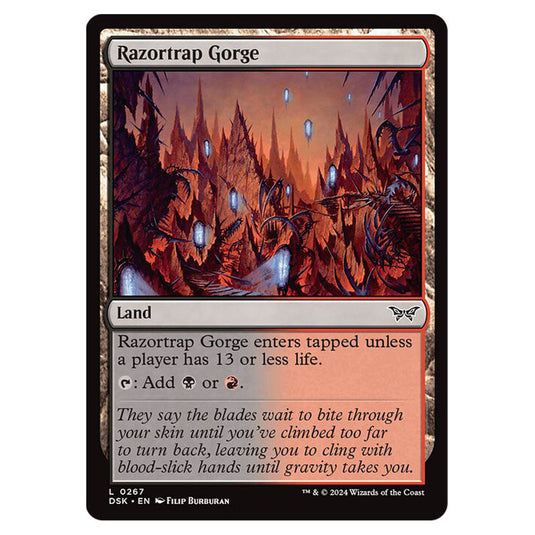 Razortrap Gorge 0267 card from the Magic The Gathering set Duskmourn: House of Horror