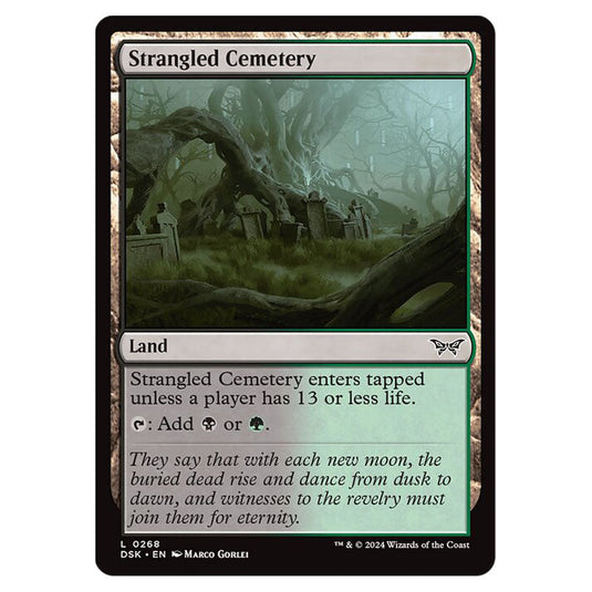 Strangled Cemetery 0268 card from the Magic The Gathering set Duskmourn: House of Horror