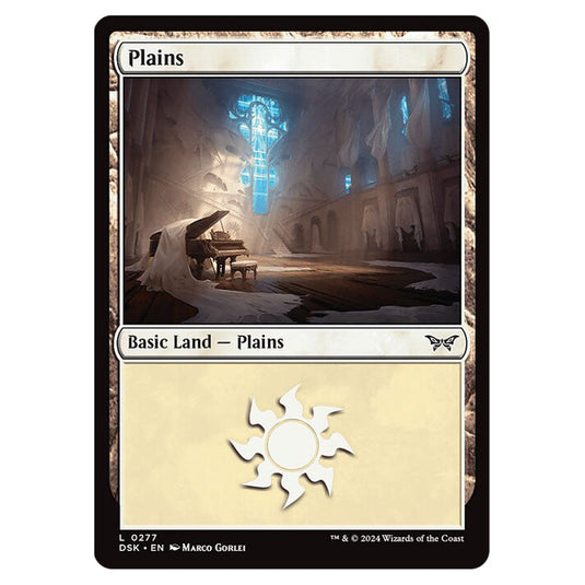 Plains  0277 card from the Magic The Gathering set Duskmourn: House of Horror