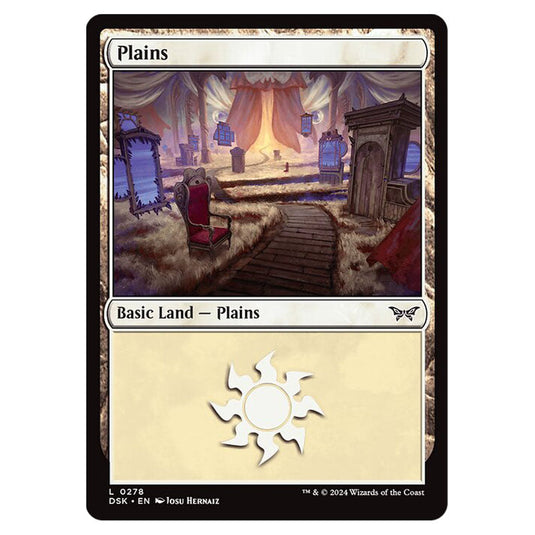 Plains  0278 card from the Magic The Gathering set Duskmourn: House of Horror