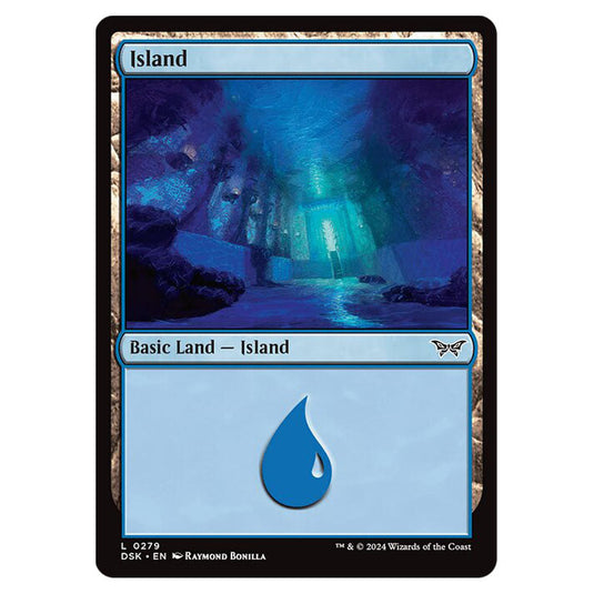 Island  0279 card from the Magic The Gathering set Duskmourn: House of Horror