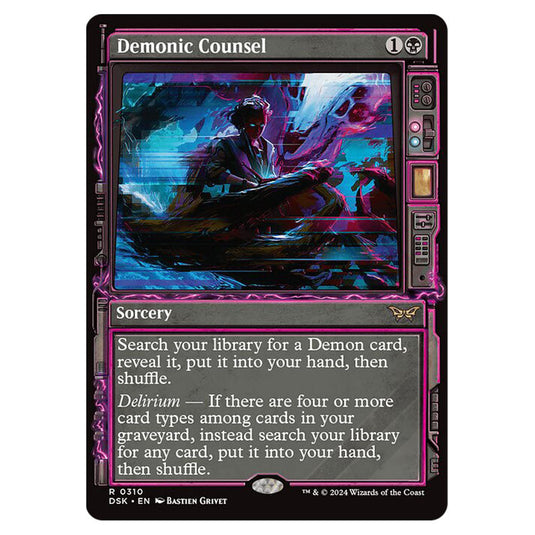 Demonic Counsel 0310 card from the Magic The Gathering set Duskmourn: House of Horror