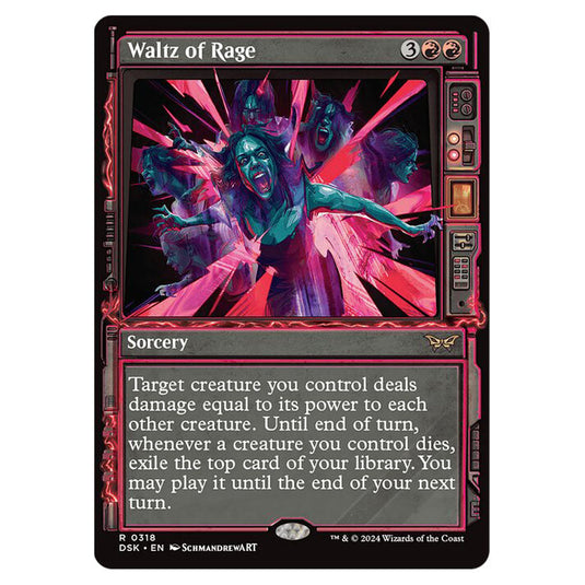 Waltz of Rage 0318 card from the Magic The Gathering set Duskmourn: House of Horror