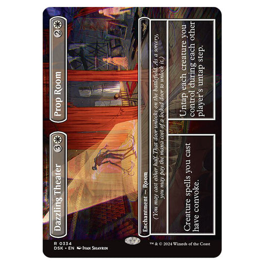 Dazzling Theater // Prop Room 0334 card from the Magic The Gathering set Duskmourn: House of Horror