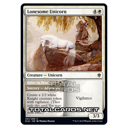 Magic The Gathering - Throne of Eldraine  - Lonesome Unicorn // Rider in Need - 21/269