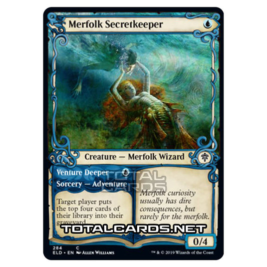 Magic The Gathering - Throne of Eldraine  - Merfolk Secretkeeper // Venture Deeper - 284/269