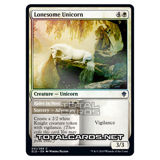 Magic The Gathering - Throne of Eldraine  - Lonesome Unicorn // Rider in Need - 21/269 (Foil)