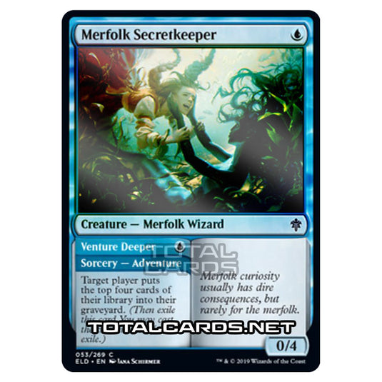 Magic The Gathering - Throne of Eldraine  - Merfolk Secretkeeper // Venture Deeper - 53/269 (Foil)