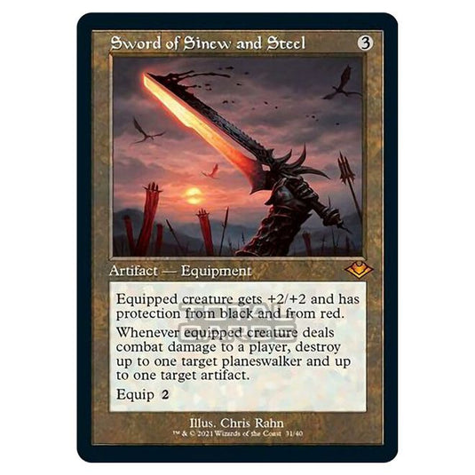 Magic The Gathering - Modern Horizons 1 - Timeshifts - Sword of Sinew and Steel - 31/40 (Etched Foil)