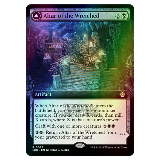 Magic The Gathering - The Lost Caverns of Ixalan - Commander - Altar of the Wretched // Wretched Bonemass (Extended Art Card) - 0022 (Foil)