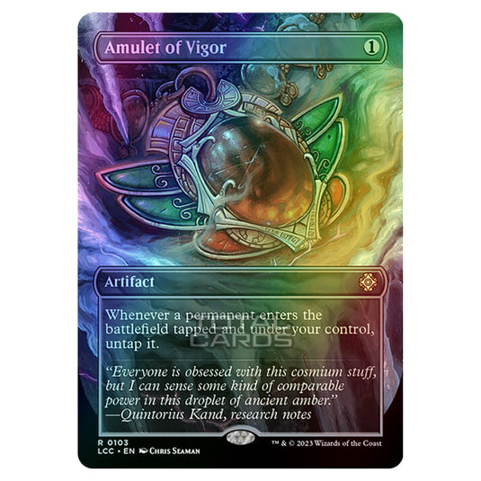 Magic The Gathering - The Lost Caverns of Ixalan - Commander - Amulet of Vigor (Borderless Box Topper Card) - 0103 (Foil)