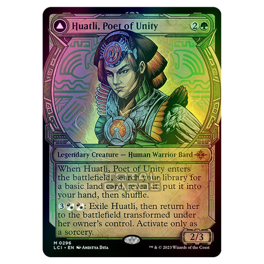 Magic The Gathering - The Lost Caverns of Ixalan - Huatli, Poet of Unity // Roar of the Fifth People (Showcase) - 0296 (Foil)