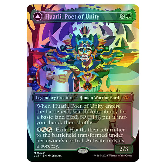 Magic The Gathering - The Lost Caverns of Ixalan - Huatli, Poet of Unity // Roar of the Fifth People (Borderless) - 0339 (Foil)