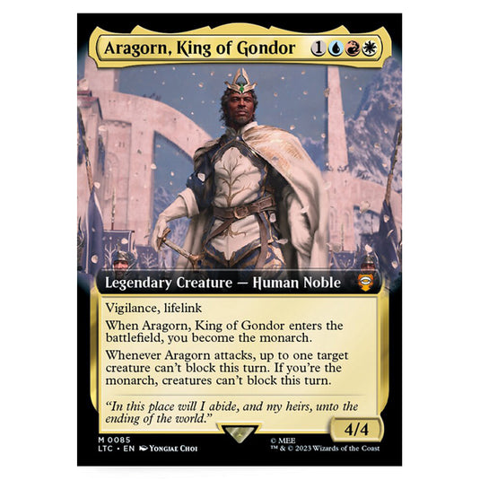 Magic The Gathering - The Lord of the Rings - Tales of Middle-Earth - Commander - Aragorn, King of Gondor (Extended Art Card)  - 0085