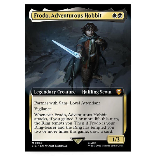 Magic The Gathering - The Lord of the Rings - Tales of Middle-Earth - Commander - Frodo, Adventurous Hobbit (Extended Art Card)  - 0087