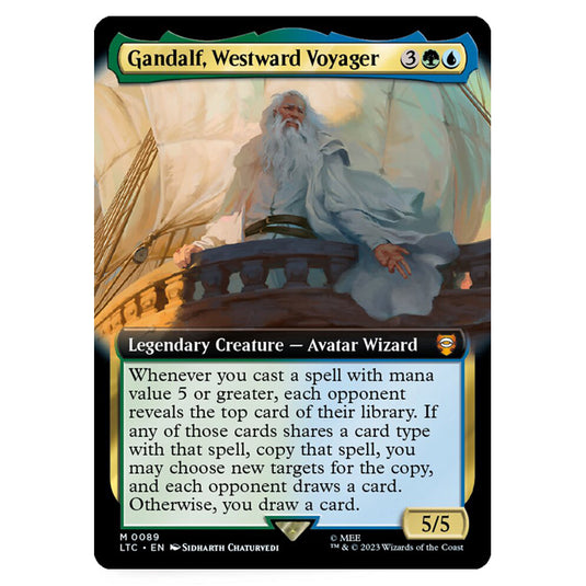 Magic The Gathering - The Lord of the Rings - Tales of Middle-Earth - Commander - Gandalf, Westward Voyager (Extended Art Card)  - 0089