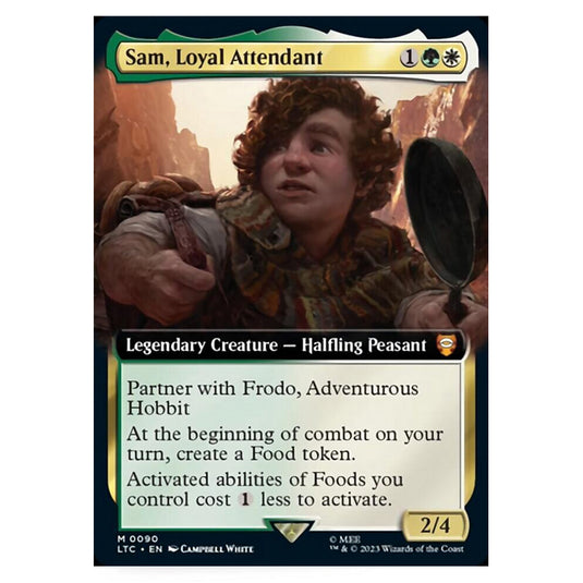 Magic The Gathering - The Lord of the Rings - Tales of Middle-Earth - Commander - Sam, Loyal Attendant (Extended Art Card)  - 0090