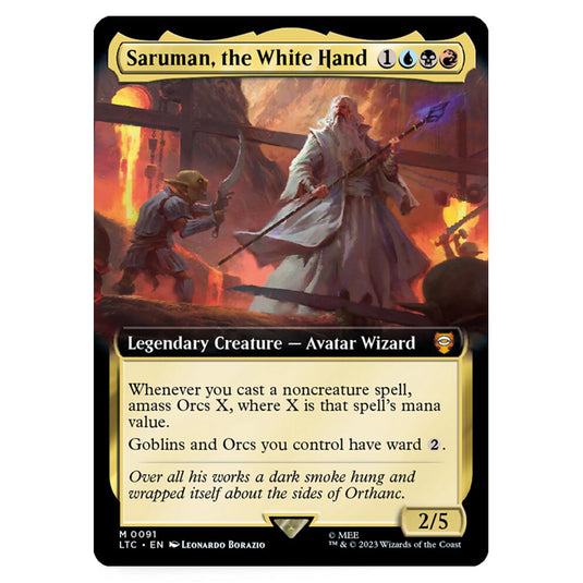 Magic The Gathering - The Lord of the Rings - Tales of Middle-Earth - Commander - Saruman, the White Hand (Extended Art Card)  - 0091