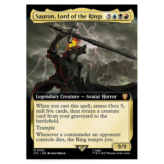 Magic The Gathering - The Lord of the Rings - Tales of Middle-Earth - Commander - Sauron, Lord of the Rings (Extended Art Card)  - 0092