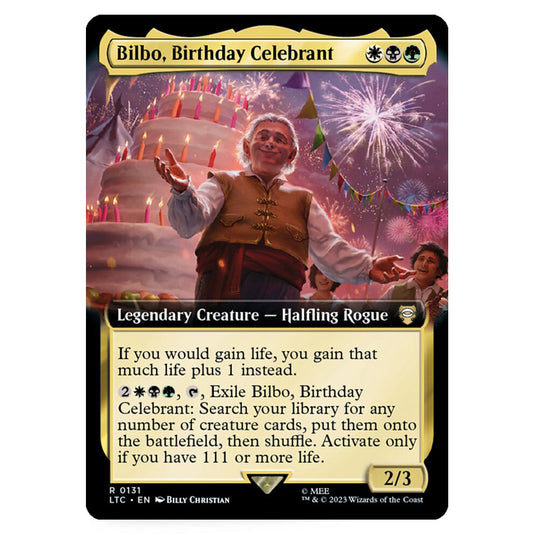 Magic The Gathering - The Lord of the Rings - Tales of Middle-Earth - Commander - Bilbo, Birthday Celebrant (Extended Art Card)  - 0131