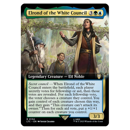 Magic The Gathering - The Lord of the Rings - Tales of Middle-Earth - Commander - Elrond of the White Council (Extended Art Card)  - 0134