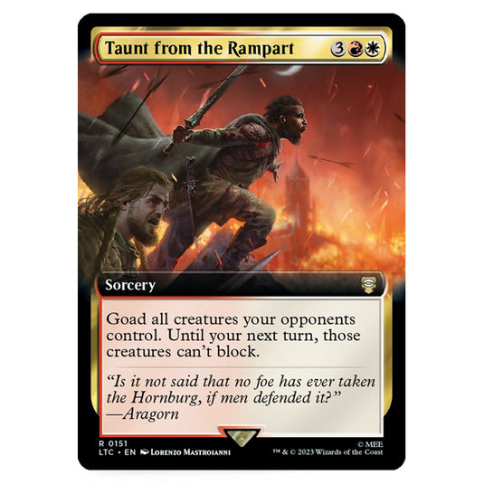 Magic The Gathering - The Lord of the Rings - Tales of Middle-Earth - Commander - Taunt from the Rampart (Extended Art Card)  - 0151