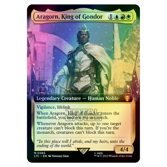 Magic The Gathering - The Lord of the Rings - Tales of Middle-Earth - Commander - Aragorn, King of Gondor (Extended Art Card)  - 0085 (Foil)