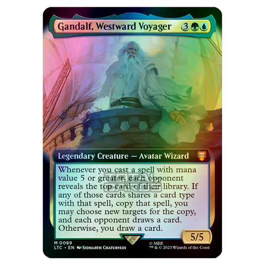 Magic The Gathering - The Lord of the Rings - Tales of Middle-Earth - Commander - Gandalf, Westward Voyager (Extended Art Card)  - 0089 (Foil)