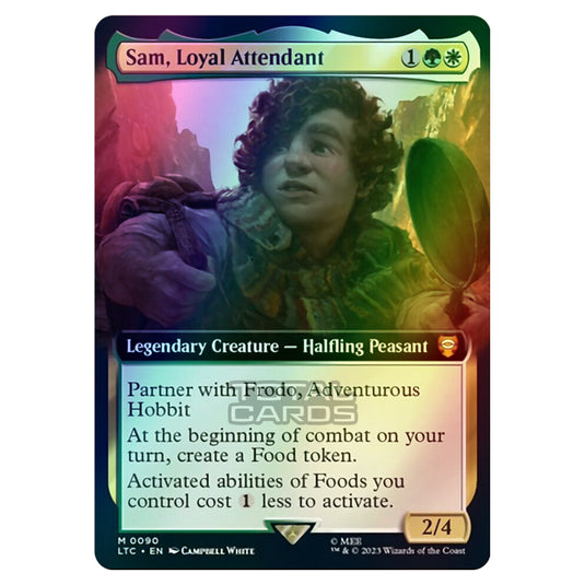 Magic The Gathering - The Lord of the Rings - Tales of Middle-Earth - Commander - Sam, Loyal Attendant (Extended Art Card)  - 0090 (Foil)