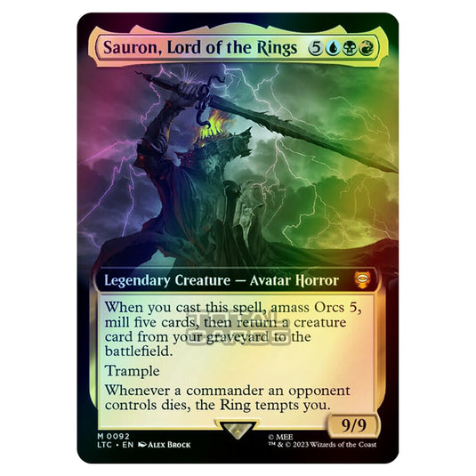 Magic The Gathering - The Lord of the Rings - Tales of Middle-Earth - Commander - Sauron, Lord of the Rings (Extended Art Card)  - 0092 (Foil)