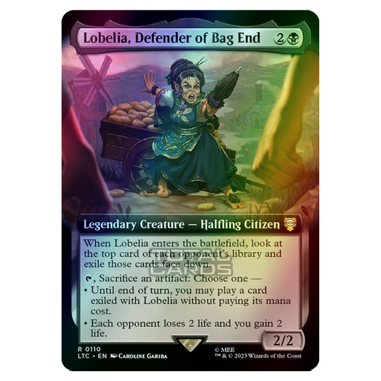 Magic The Gathering - The Lord of the Rings - Tales of Middle-Earth - Commander - Lobelia, Defender of Bag End (Extended Art Card)  - 0110 (Foil)