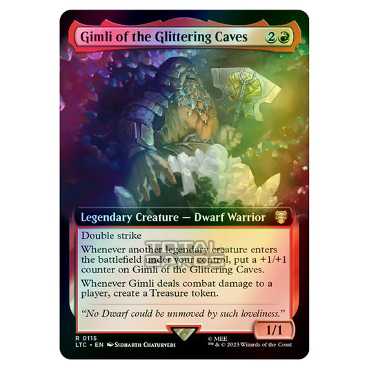 Magic The Gathering - The Lord of the Rings - Tales of Middle-Earth - Commander - Gimli of the Glittering Caves (Extended Art Card)  - 0115 (Foil)