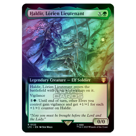 Magic The Gathering - The Lord of the Rings - Tales of Middle-Earth - Commander - Haldir, Lórien Lieutenant (Extended Art Card)  - 0122 (Foil)