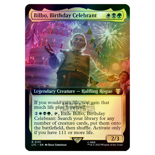 Magic The Gathering - The Lord of the Rings - Tales of Middle-Earth - Commander - Bilbo, Birthday Celebrant (Extended Art Card)  - 0131 (Foil)