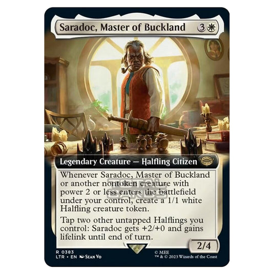 Magic The Gathering - The Lord of the Rings - Tales of Middle-Earth - Saradoc, Master of Buckland (Extended Art Card)  - 0383