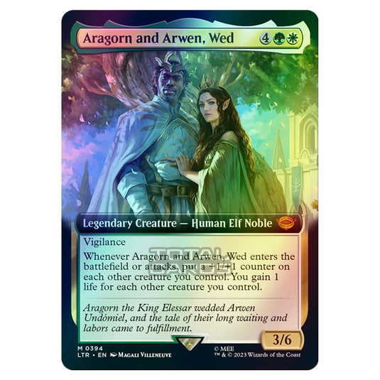 Magic The Gathering - The Lord of the Rings - Tales of Middle-Earth - Aragorn and Arwen, Wed (Extended Art Card)  - 0394 (Foil)