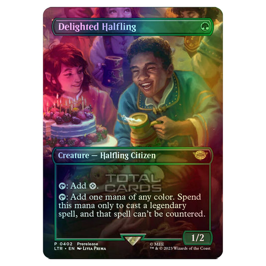 Magic The Gathering - The Lord of the Rings - Tales of Middle-Earth - Delighted Halfling (Scene Card)  - 0402 (Foil)