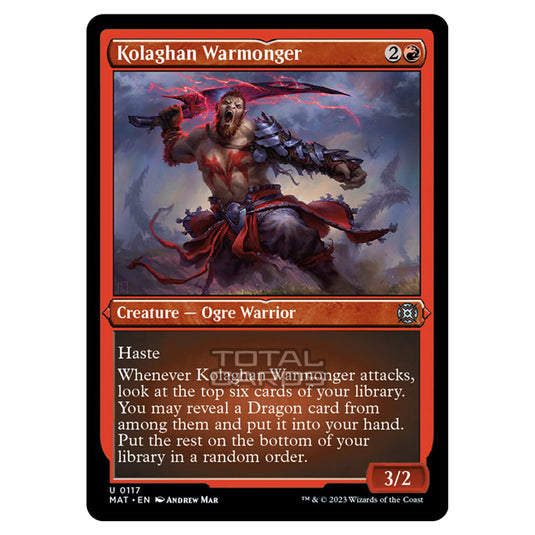 Magic The Gathering - March of the Machine - The Aftermath - Kolaghan Warmonger (Etched Foil Card)  - 0117