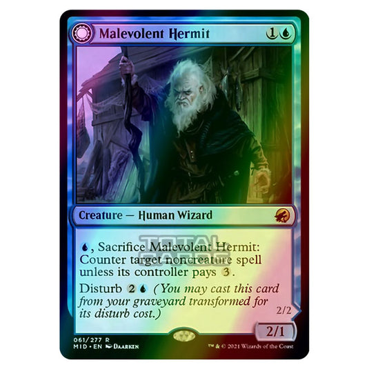 Magic The Gathering - Innistrad - Midnight Hunt - Malevolent Hermit // Benevolent Geist - 61/277 (Foil)